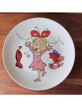 grinch dr seuss grinch cindy lou who plate 2024 bioworld (W6446)